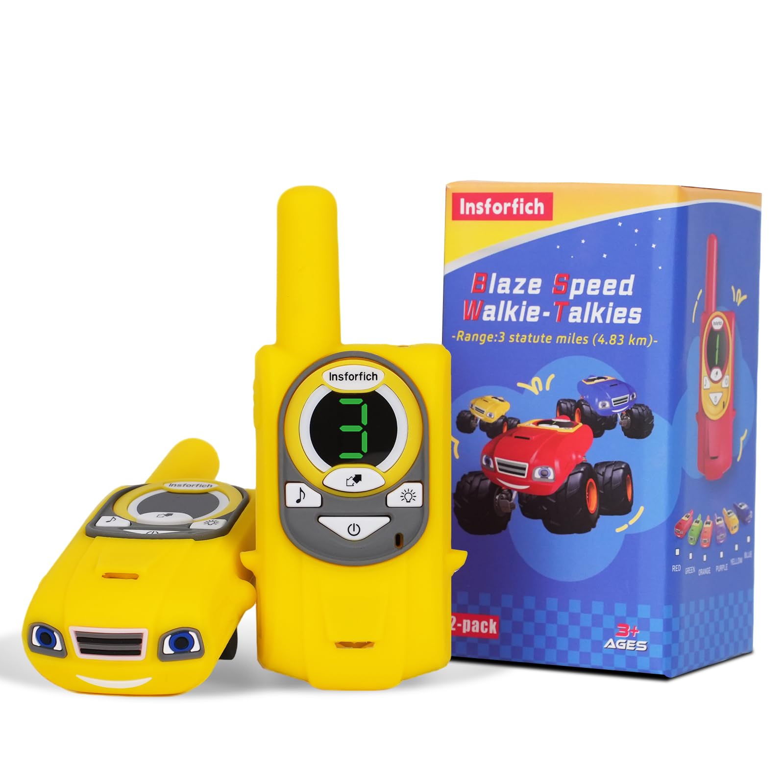 Walkie Talkies para niños, radio de 2 vías de largo alcance, walkie talkie para niños, regalos de cumpleaños, campamento al aire libre, viaje familiar (amarillo)