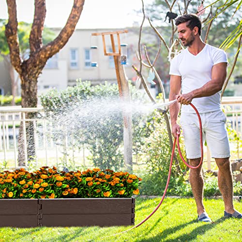 Giantex Planter Raised Bed, Hexagon Garden Bed For Vegetable Flower Succulents Fruits, 8 Inch Deep, Weather Resistant Outdoor Rectangular Gardening Bed Lawn Yard, Easy Assembly, Brown #TOP3
