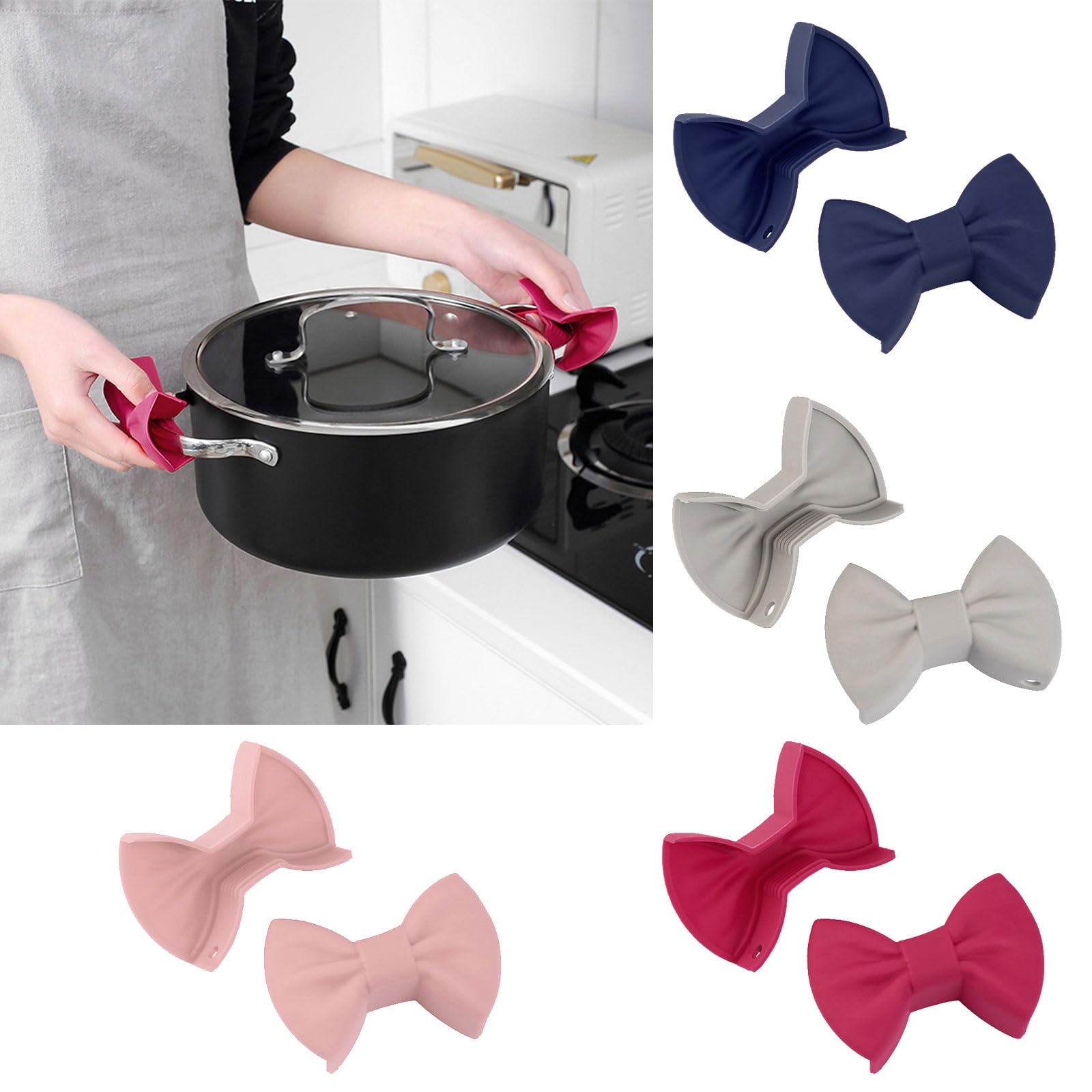 QIANQJL 2 piezas de silicona protector de dedos con clip de aislamiento térmico de silicona con clip de lazo para horno para cocinar y hornear de forma segura, color rosa 5