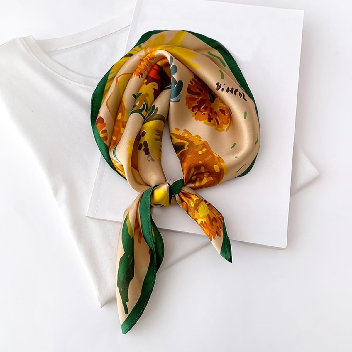 Aufeel 100% Mulberry Silk Neck Scarf for Women – 21” Neckerchief image 3