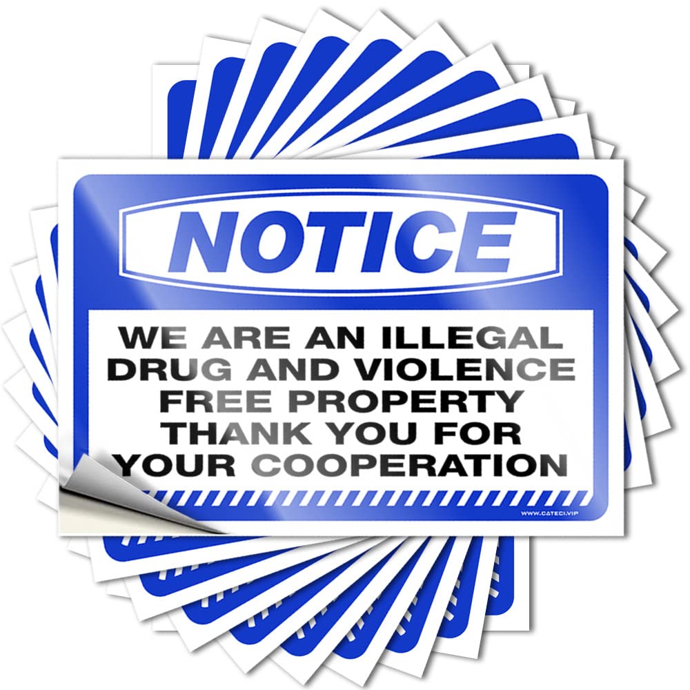 Rock Decal, Home Bar Decor Bumper Notice We are an Illegal Drug and Violence Free | Funny Quote Student Decals(12X18CM)