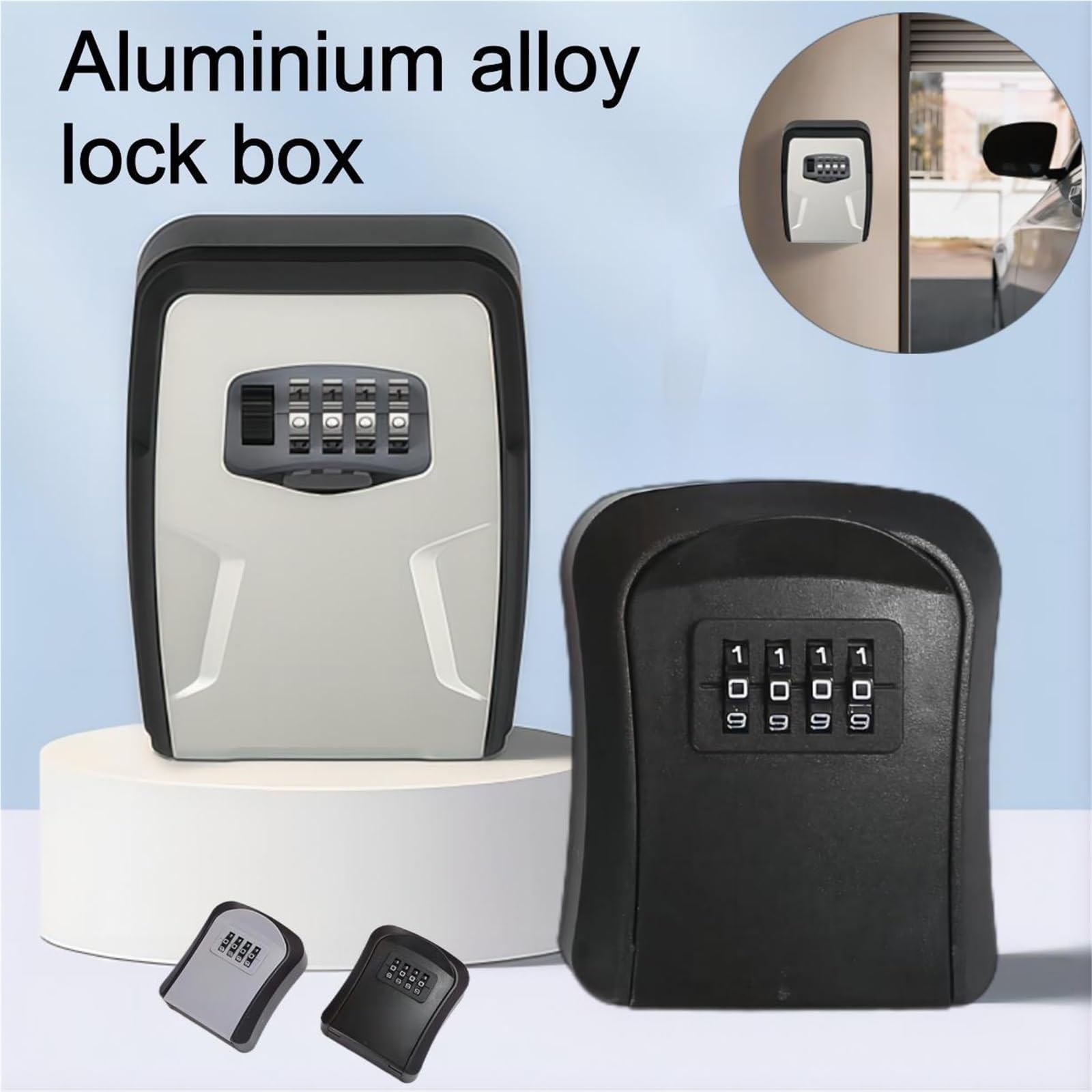 Cajetin Llaves con Codigo Caja de Seguridad con contraseña, antirrobo, for el hogar, Forma Ojo Gato, for Almacenamiento, decoración, Caja for Pared(Grey Aluminium)