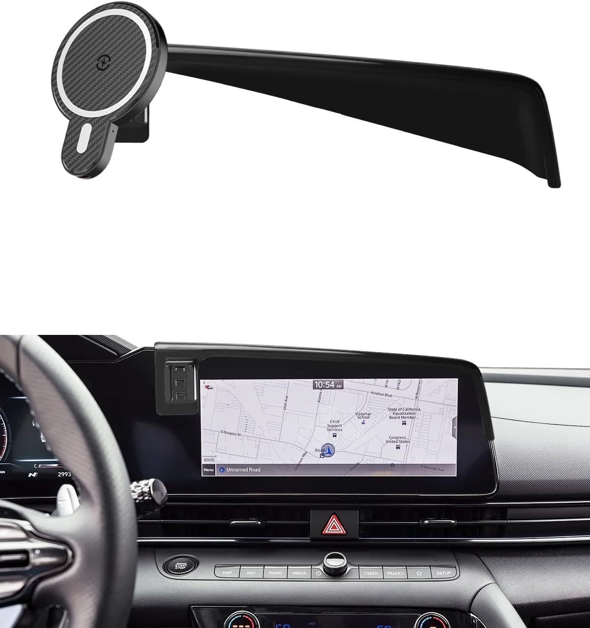 PZK Car Phone Holder for Hyundai Elantra 2021 2022 2023 2024 2025 Accessories 8-Inch/10.25-Inch Screen Magnetic 15W Fast Wireless Charger Car Phone Mount Not Affect Air Vent Hyundai Elantra 2021-2025 Magsafe+ Wireless Charger