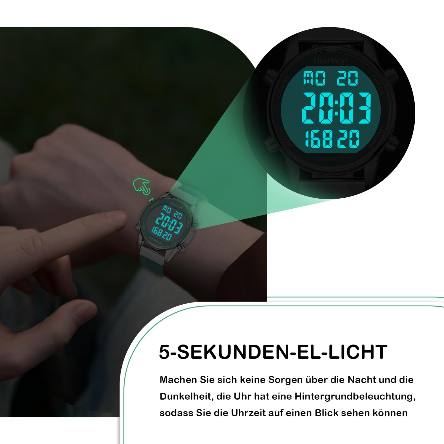 Hearkent Reloj podómetro para mujer, rastreador de fitness, reloj deportivo resistente al agua, contador de calorías, reloj de pulsera con pantalla digital grande, personas mayores, mujeres, ancianos