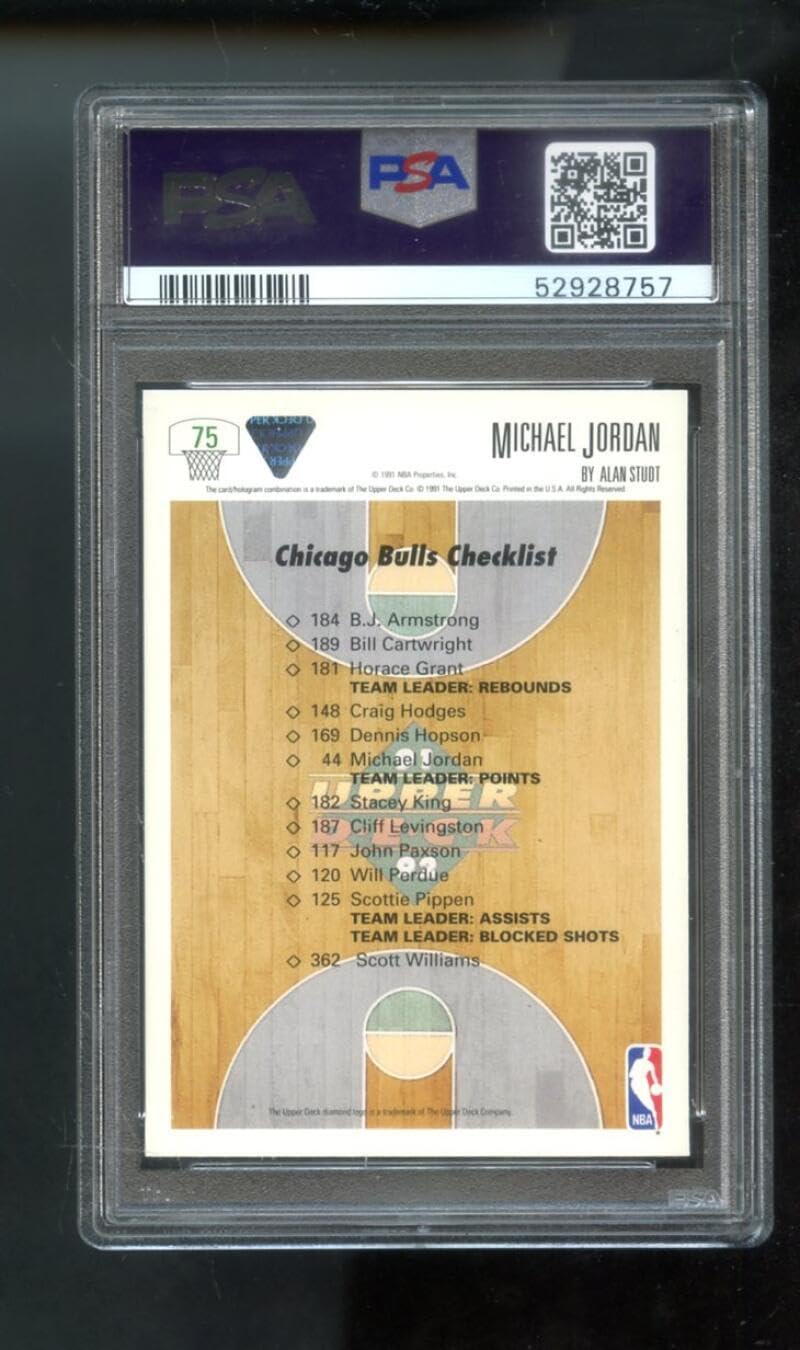 1991-92 Upper Deck #75 Michael Jordan PSA 10 Graded Basketball Card NBA Chicago Bulls Checklist 1991 1992 91 92 GEM MT MINT