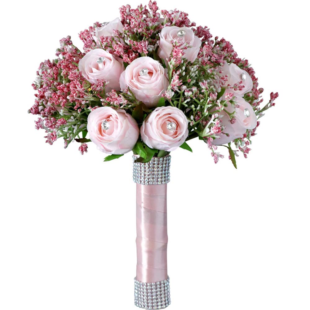 Bouquet Da Sposa Giallo Con Rose In Schiuma E Cristalli – Grande Formato Per Damigella, Perfetto Per Matrimonio E Foto - 3