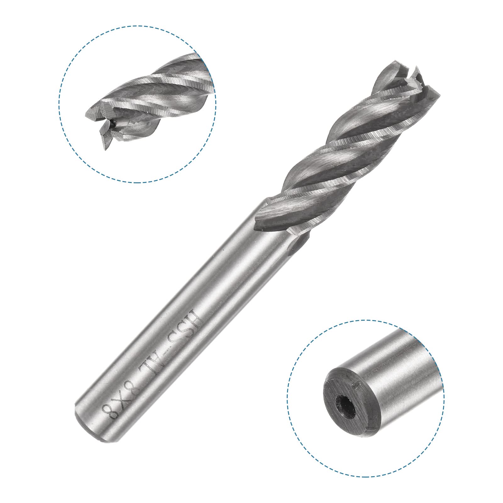 QUARKZMAN 8mm Embout Carré Mills x 2PCS Haute Vitesse Acier 4 Flûtes Fraisage Fraises pour Rainure Usinage, [8mm Tige, 65mm Longueur]