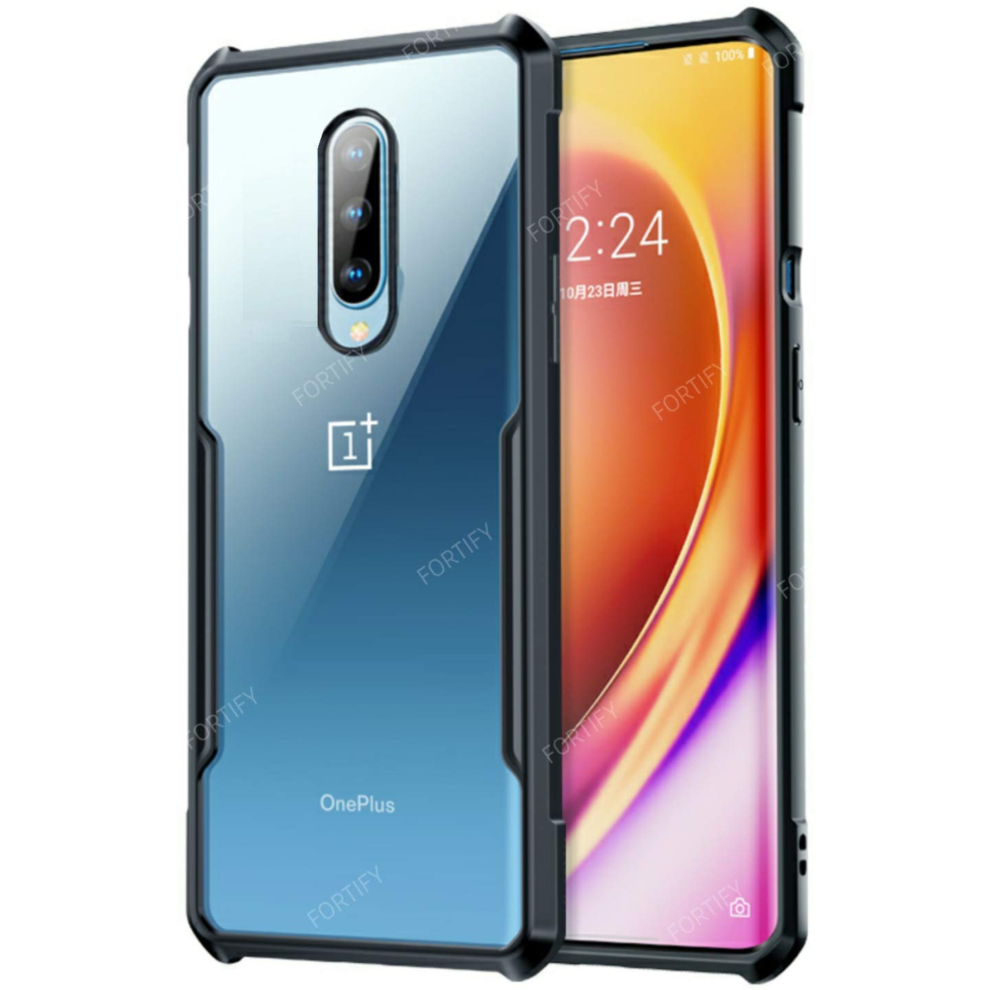 Riggear Xundd Back Cover Case for OnePlus 8 (Armor|PC and TPU|Black|Clear)