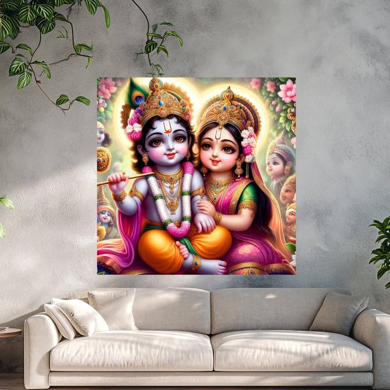 Image of British Terminal Cute little Bal Gopal Baby God Krishna| Kanha Ji | Laddu Lord Makhan Chor Painting Religious Poster for Pregnant Women for wall (matt thin vinyl,sticker,multicolor,unframed)| bj285