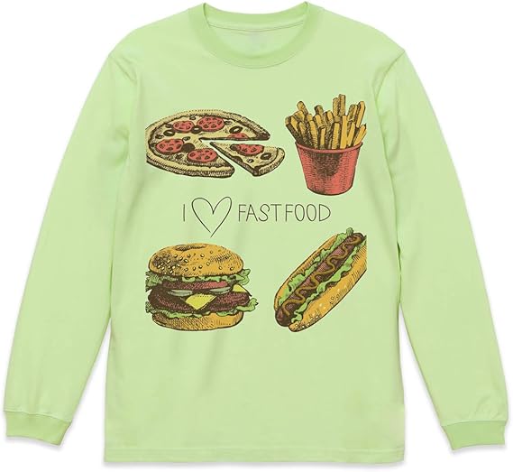 Amazon Igsticker ロング Tシャツ ロンt 長袖 カットソー メンズ レディス プリント おしゃれ クルーネック Lサイズ ミルキーライム 男女兼用 T Shirt ユニーク フード 食べ物 イラスト ピザ Tシャツ カットソー 通販