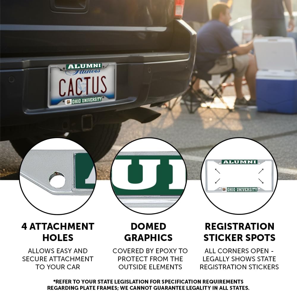 Desert Cactus Ohio University Car Accessories Bobcats Metal License Plate Frame and Tag Holder for Front or Rear of Car (Alumni) - Image 3