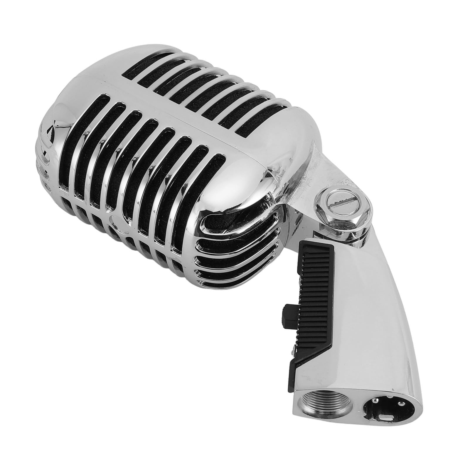 Micrófono Vocal Dinámico Retro de Aleación de Zinc Clásico Vintage para Puesta en Escena KTV (Plata)