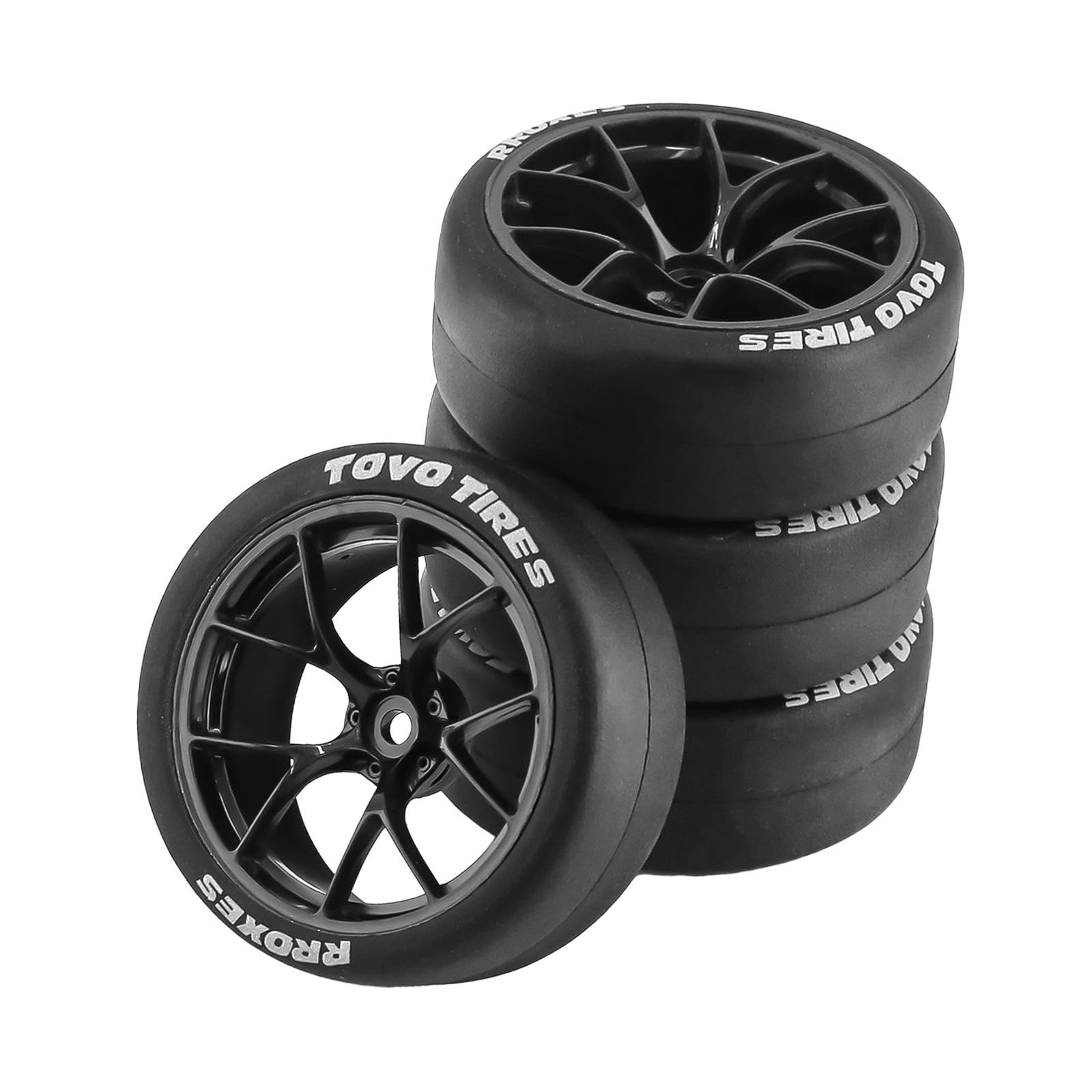 Amagogo 4X Ruote E Pneumatici per Veicoli Rc, Rc Auto Rally Pneumatici di Ricambio 12mm Mozzo Resistente all'Usura Durevole per Xv01 1/10 su Strada Touring Car Accessori, Nero