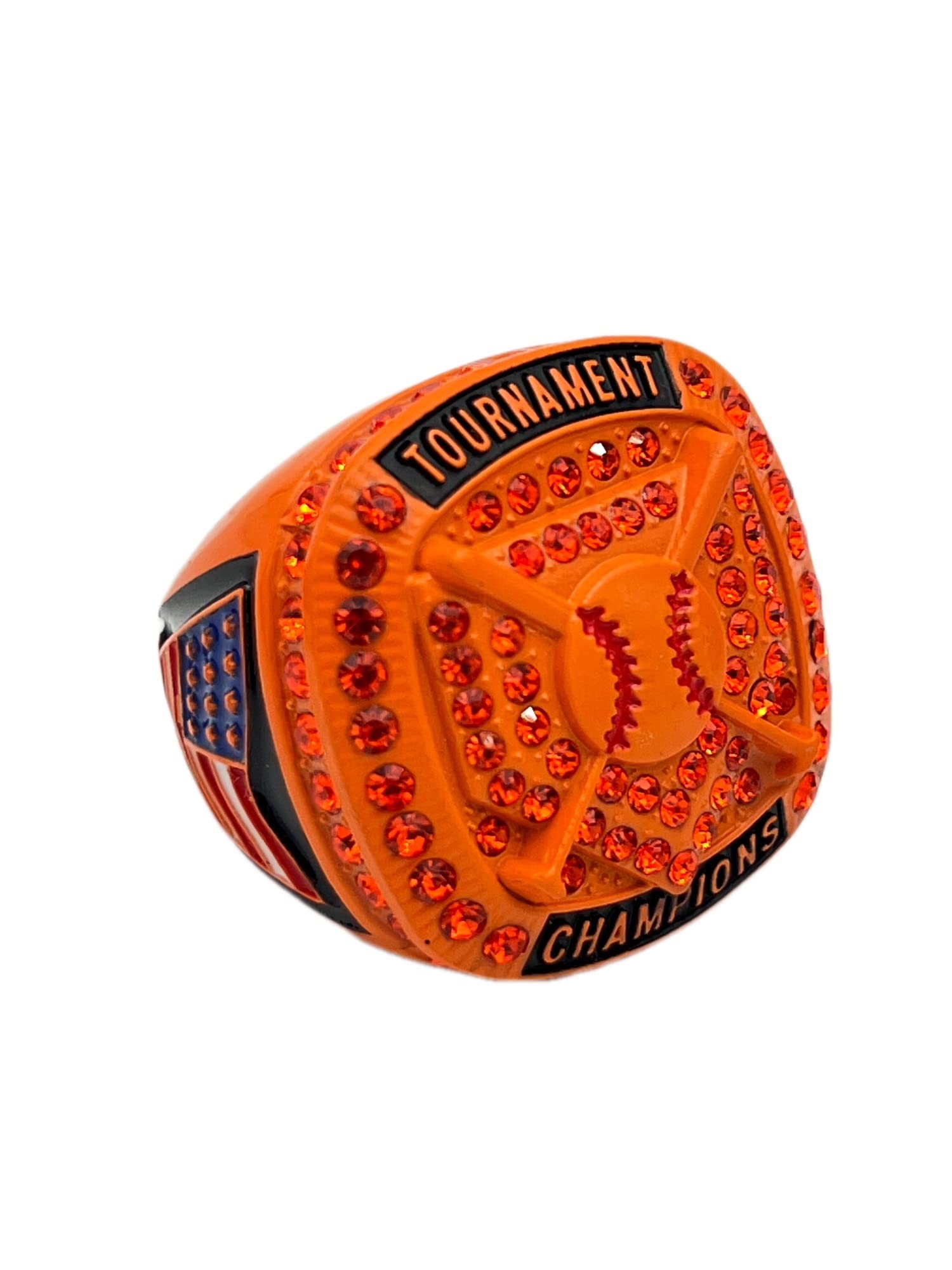 Discount Sports Rings HOME PLATE CHAMPION RING — ORANGE BODY, ORANGE STONE Premium Softball Baseball Ring/Player/Team Awards/Tournament Ring 1-3