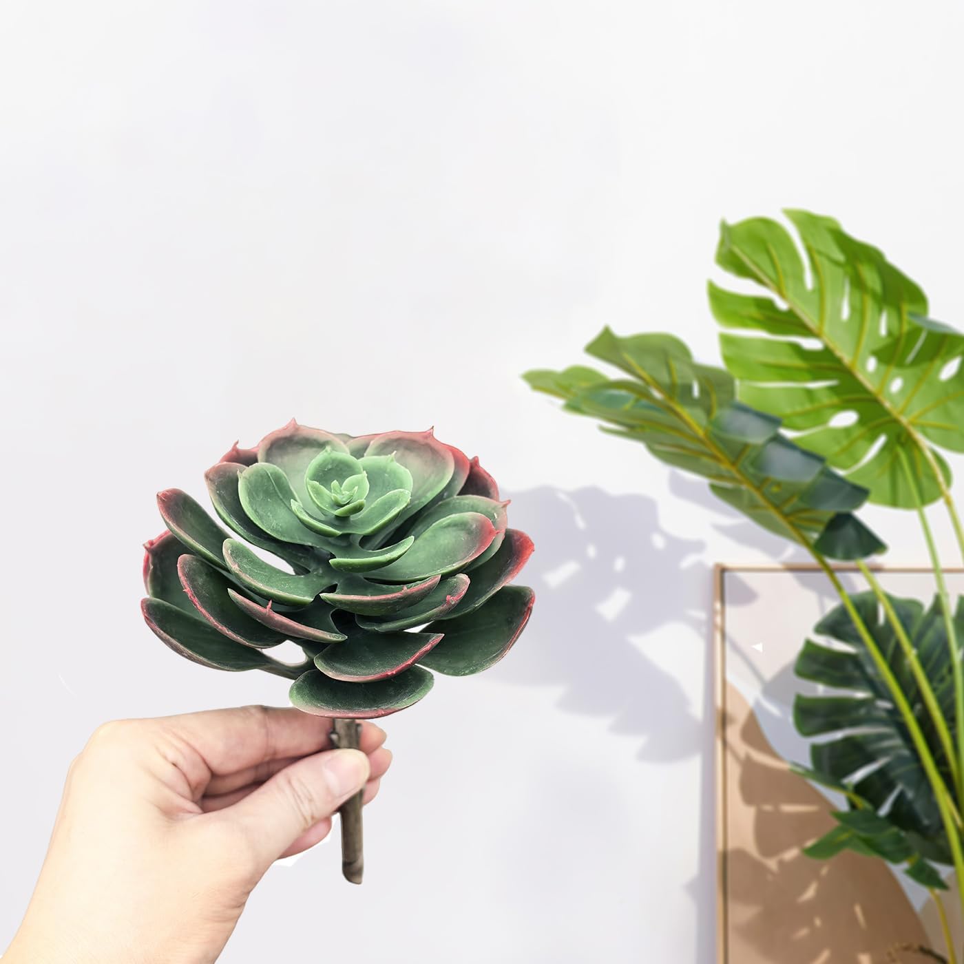 2Pcs Artificial Succulent Plants, Lotus Flower Realistic Fake Succulents, Fake Plant for Garden Arrangement Decor, Autumn - Image 3