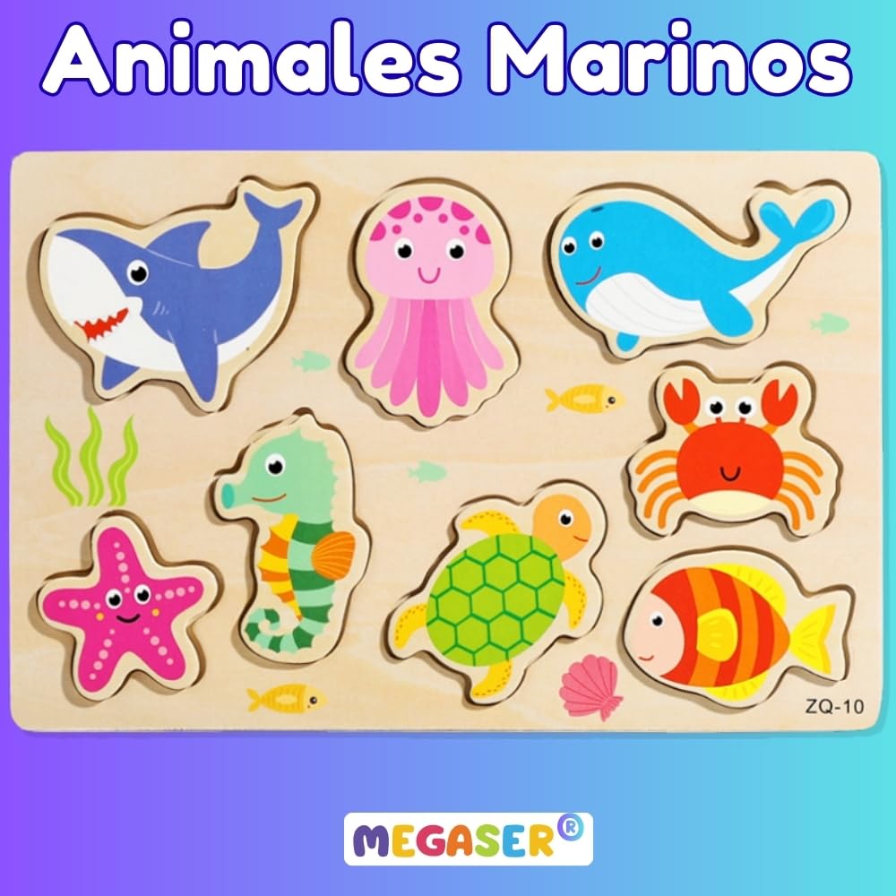 Pack 3 Puzzle Madera Niños y Niñas 1, 2 y 3 años, Puzzles Encajables 24 Animales Coloridos, Puzzle Madera Bebé 1 año, 2 años y 3, Guardería, Regalos Cumpleaños Infantil Educativos (Set 3 Puzzles)
