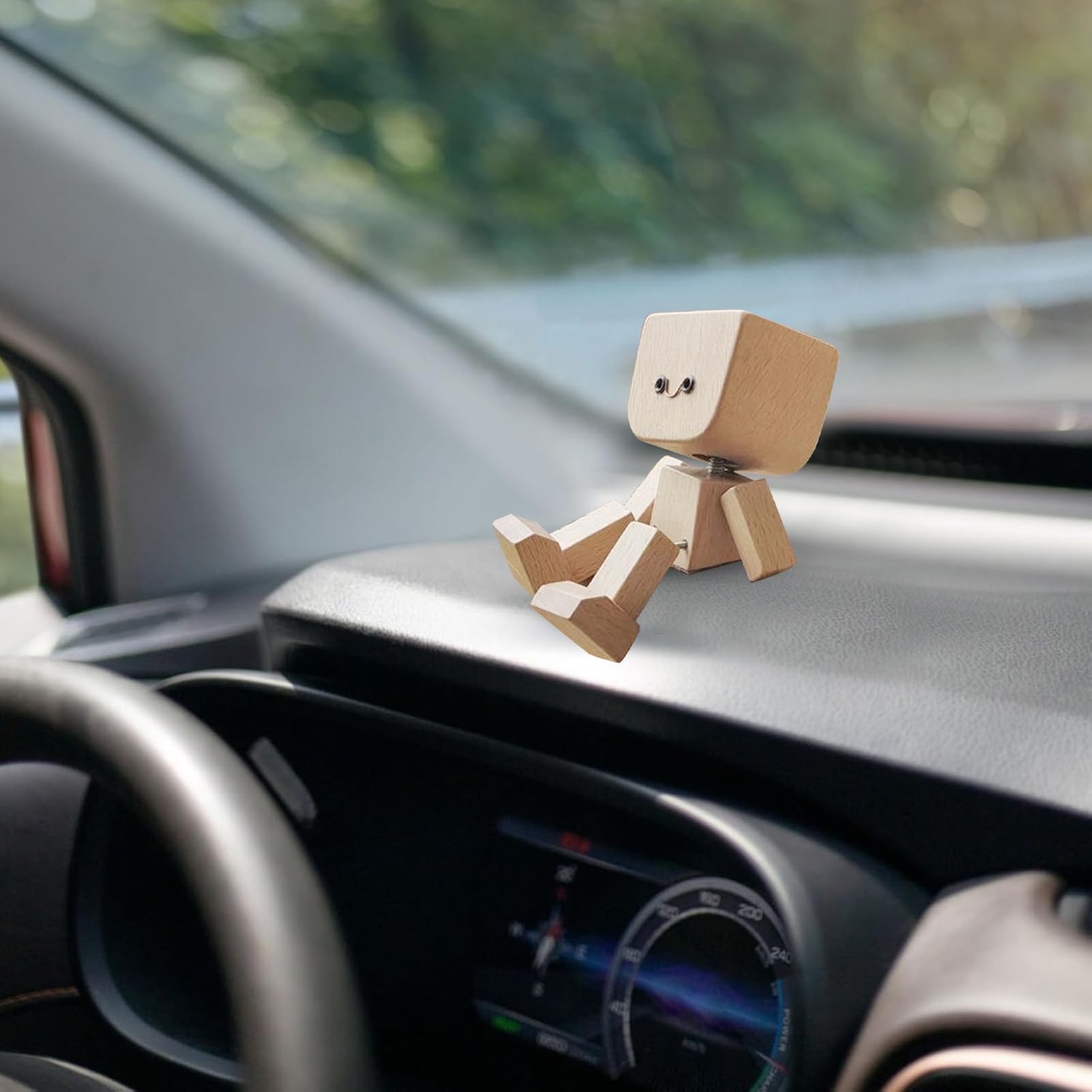 Decorazioni Per Cruscotto Auto Piedini Oscillanti In Legno Divertenti Con | Accessorio Veicolo Con 12 Espressioni Intercambiabili Per Interni Viaggi