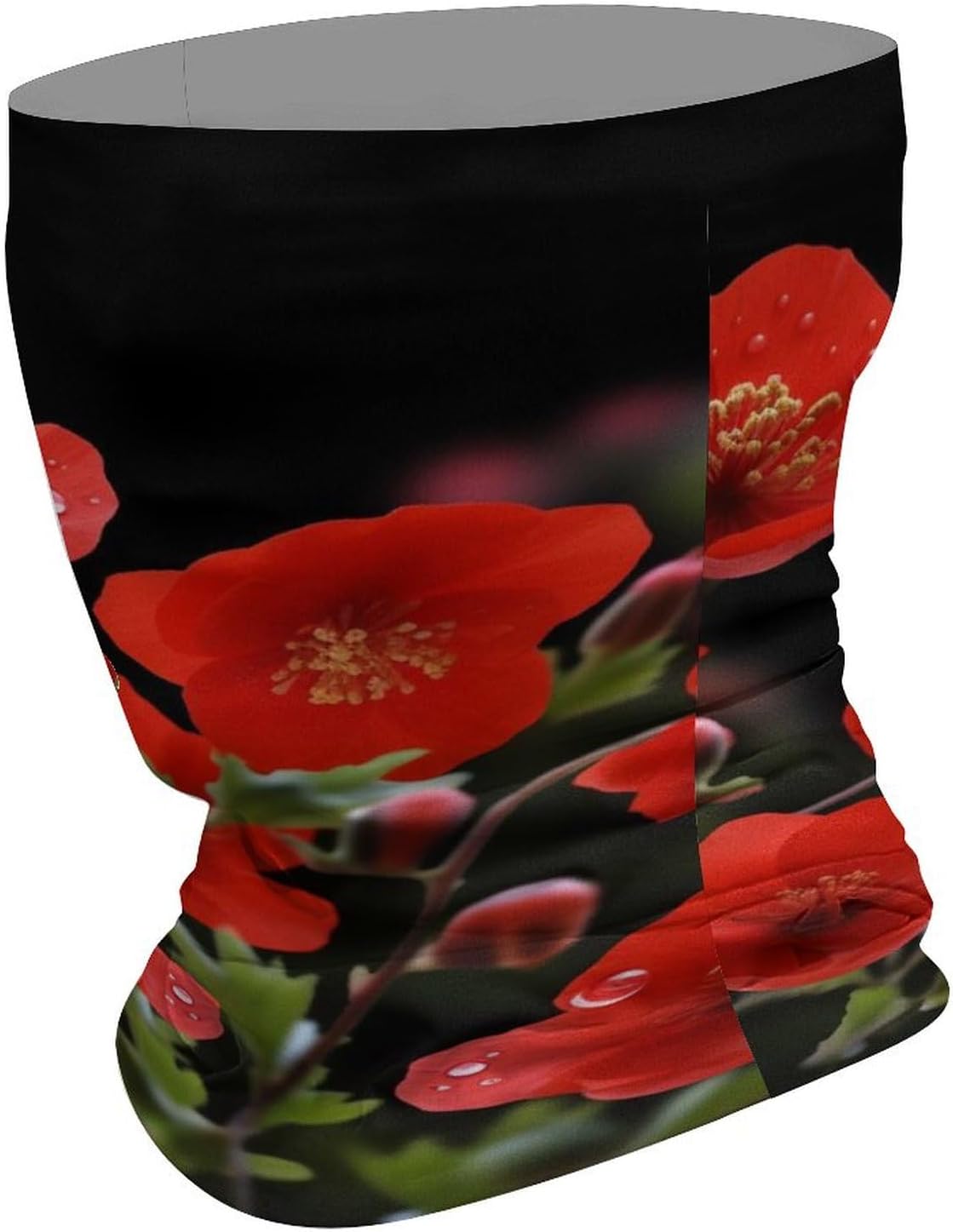 Spring Red Flowers Winter Neck Gaiter Windproof Face Cover Scarf Stylish Warmer Bandana Cloth Soft Face Mask for Men Women Sun Cooling Scarf for Skiing Hiking Cycling