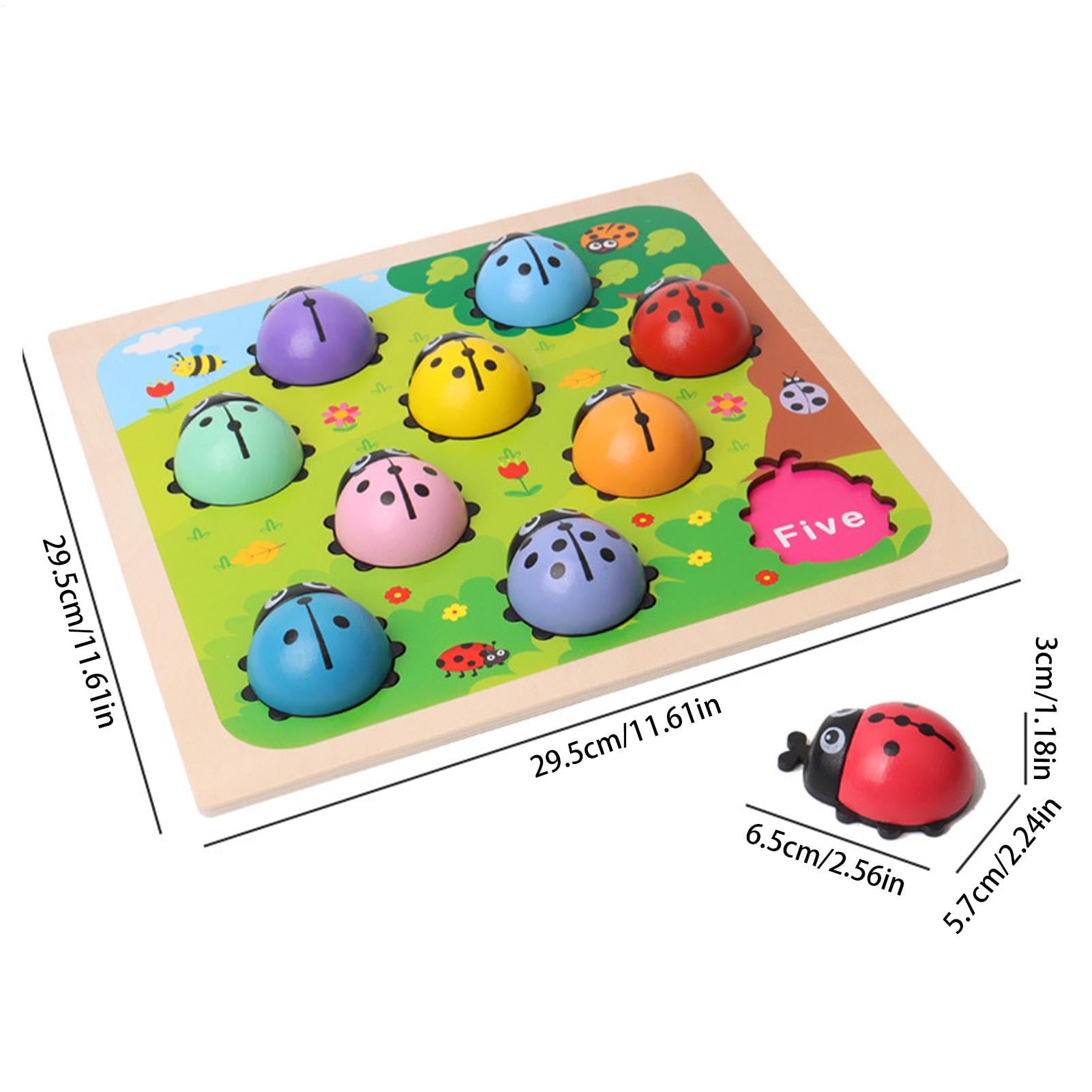 Giocattoli coordinati con numeri di coccinella - Giocattoli educativi in legno Montesori, set di coccinella coordinati da tavolo | Set di memoria da giardino coccinella, set di conteggio in