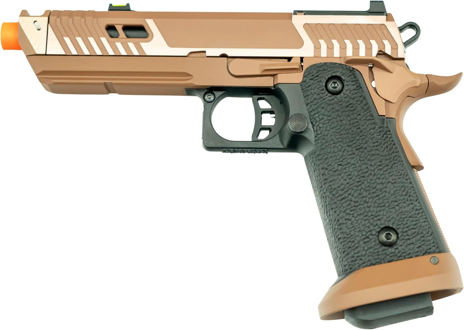 Sahara Viper Airsoft Gas Blowback Pistol – Dual Power (CO2 & Green Gas), Hi-Capa 6mm BB, Semi-Auto, Optics Ready, Metal Build, 32 Round Magazine-Trimex