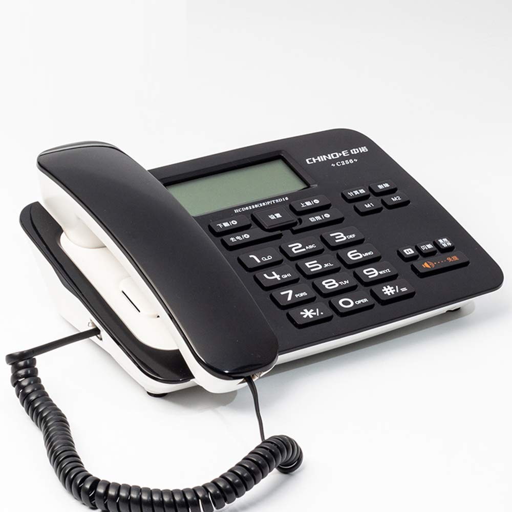 Teléfono de sobremesa clásico de Botones Grandes, Teléfono Fijo con Cable for Empresas, diseño de marcación con un Solo Toque, ecológico y sin batería(Black)