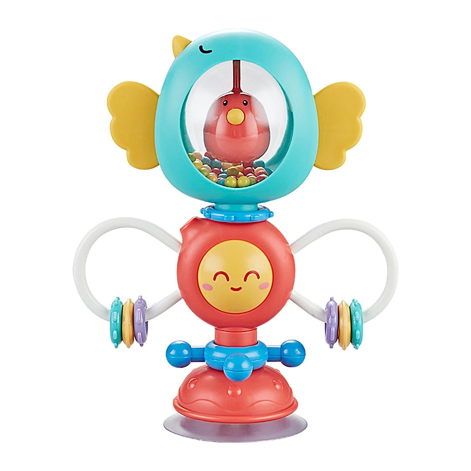 Rattle Toys - Spinwheel Toy with Suction Base | Interactive High Chair for and 6+ Months Early Development Sensory Play Activity Center Strong Grip Stationary Tray