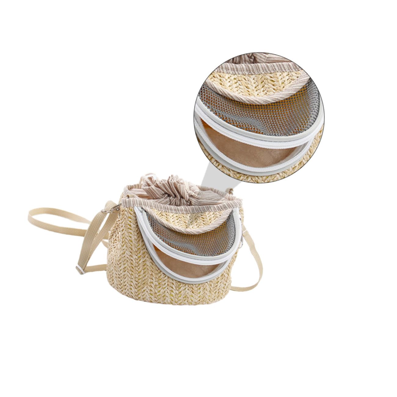 Sosoport 2stücke Transporttasche Für Haustiere Atmungsaktive Tragetasche Für Hamster Kleine Nagetiere Warm Und Bequem Für Reisen Und Ausflüge Mit Modischem Strohwoven-Design Und