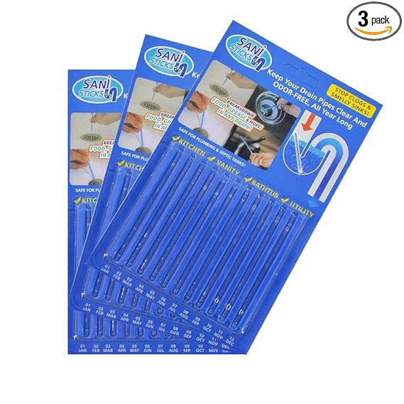 CELLEBII Drain Openers Rod Clogs Odors Cleaner Pipeline Toilet Bathtub Clean Sticks Odor-Free Remover for Home Kitchen Sinks pack of 3