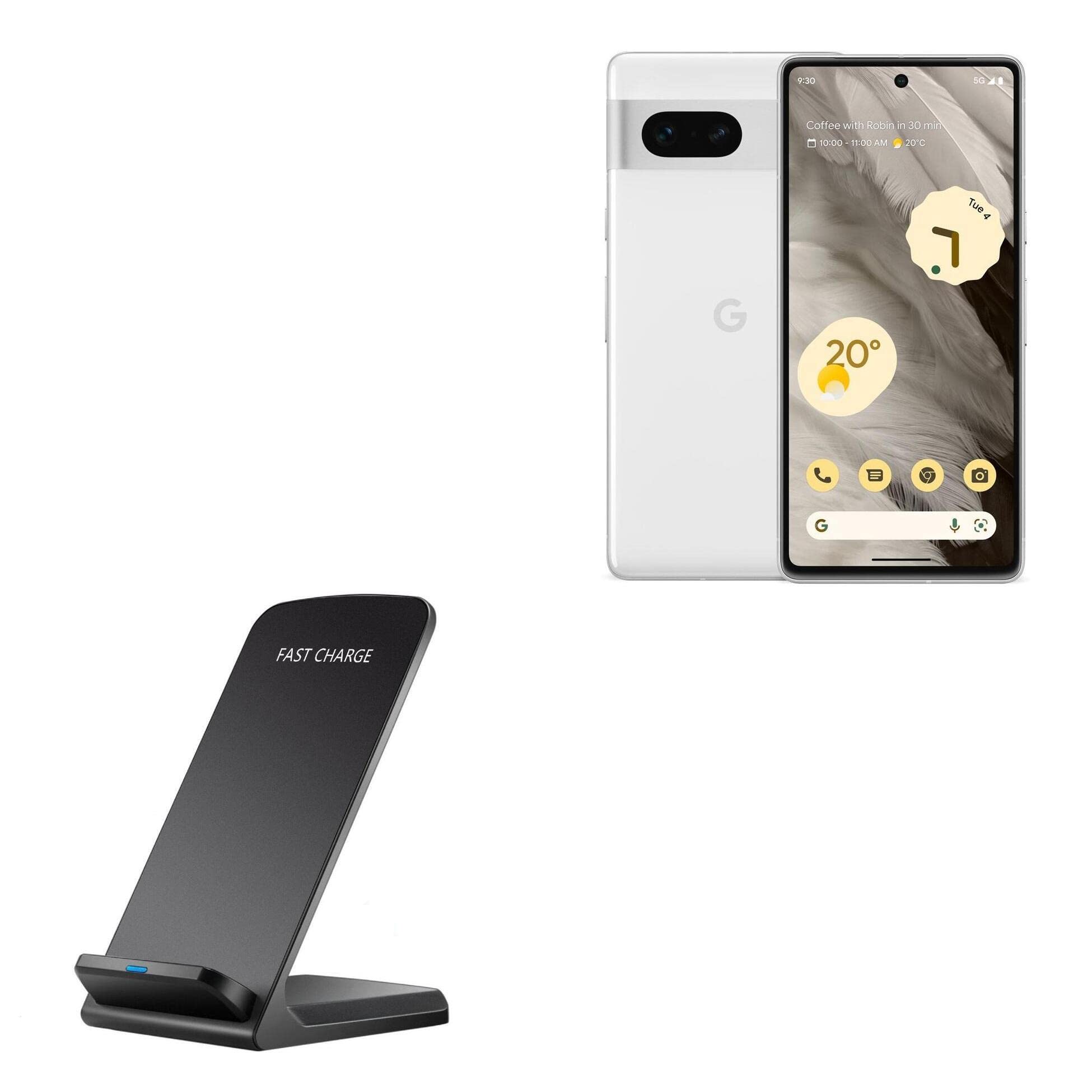 BoxWave Charger Compatible with Google Pixel 7 Pro - Wireless QuickCharge Stand (10W), No Cord; no Problem! Charge Your Phone with Ease! for Google Pixel 7 Pro - Jet Black