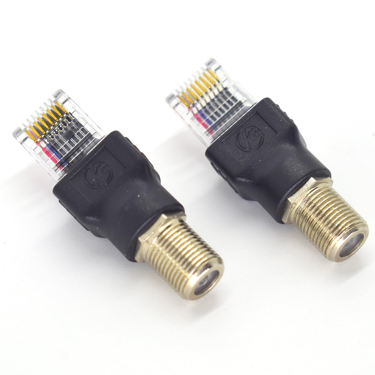 RF auf RJ45 Konverter-Adapter, F-Buchse auf RJ45-Stecker, Koaxialkupplung, Adapter, Koax, gerader Stecker, Schwarz, 2 Stück