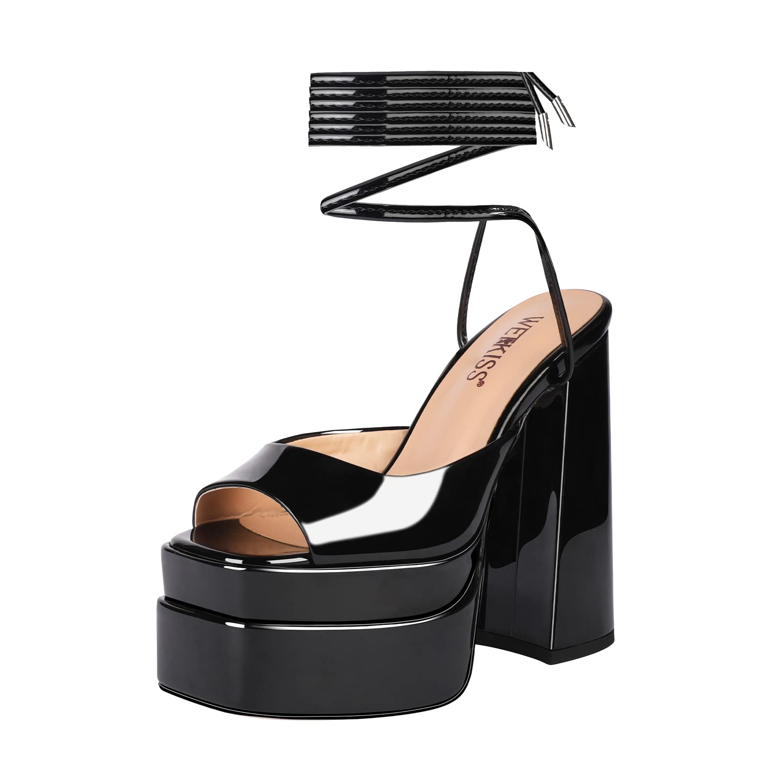 WETKISS Platform Lace Up Sandals for Women, with Chunky Heel and Open Toe Design
