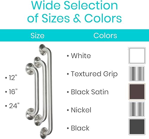 Miniatura 9 de Vive Barra de agarre para bañeras y duchas (texturizada)  Barandilla de seguridad para baño para personas mayores para personas mayores  Asa de