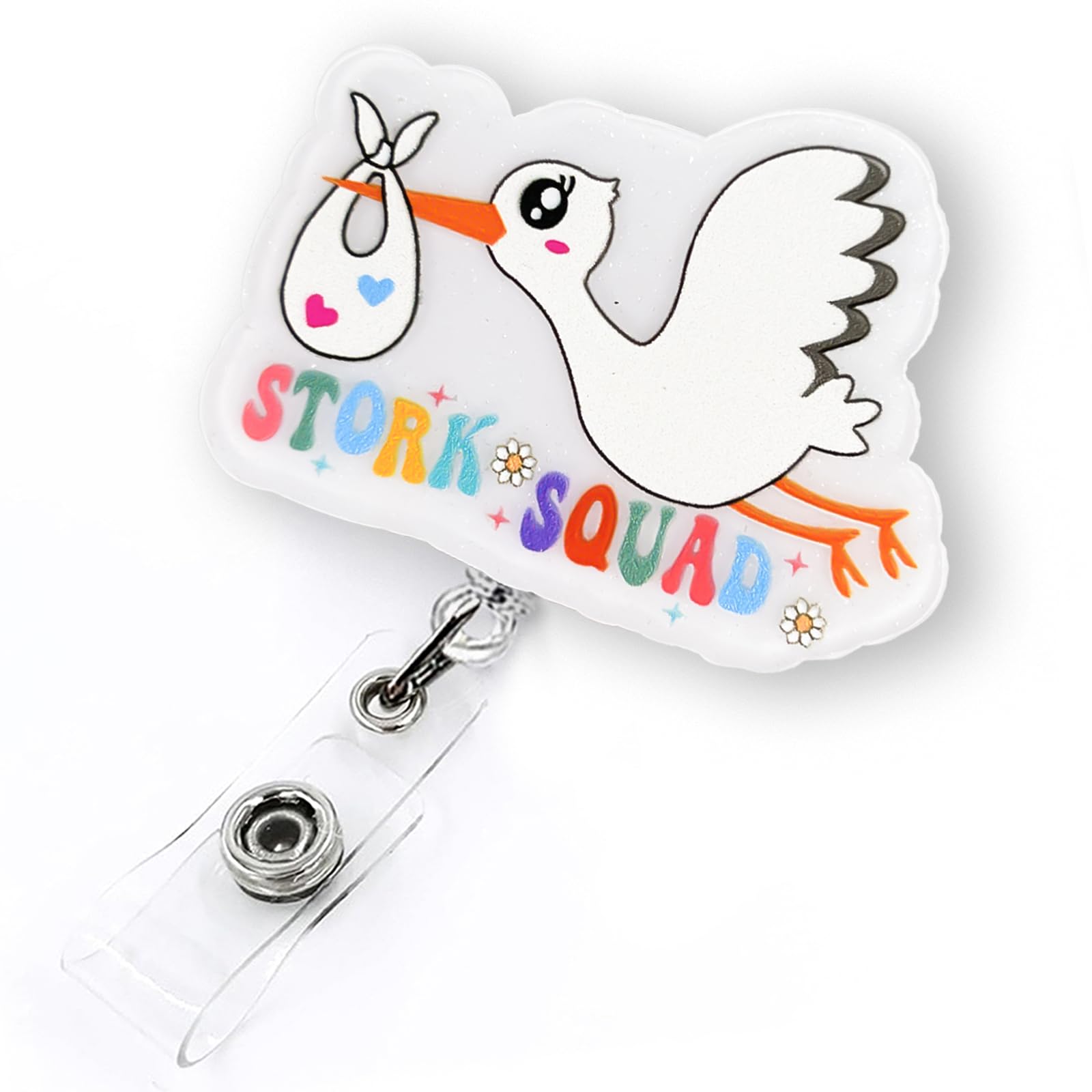 Funny Stork Squad Badge Reel Retractable for Labor and Delivery Nurse Midwife NICU Badge Reel Maternity Ward Badge
