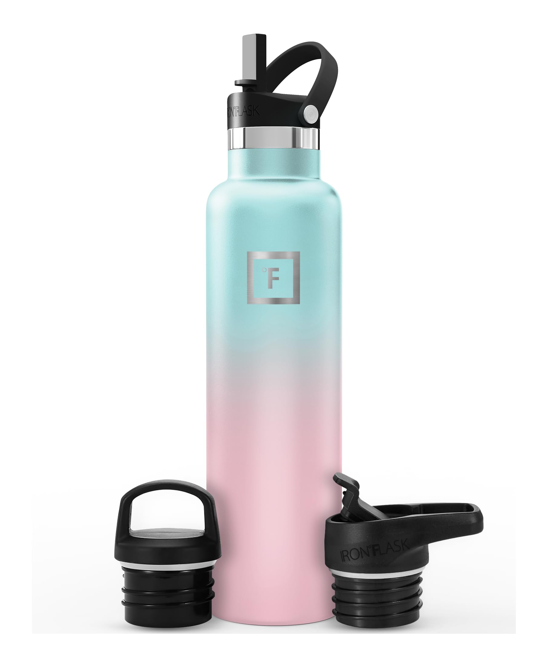 24 oz Narrow Mouth Water Bottle with 3 Lids