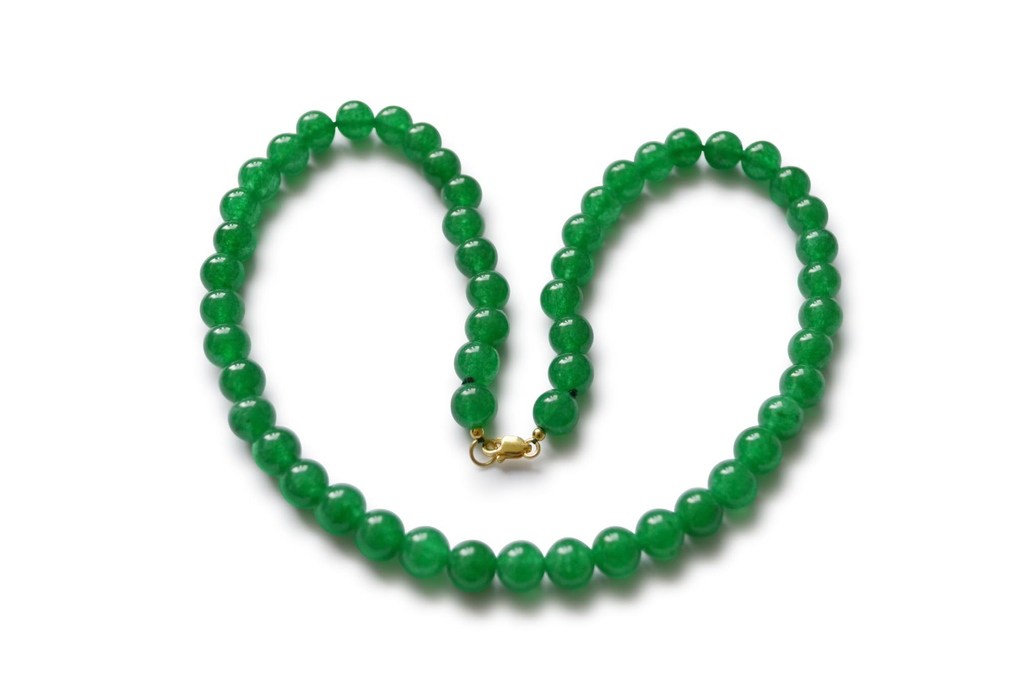 Jade Halskette Grün, 8 mm Runde Perlen, Edelstahl Karabinerverschluss, 43 cm Länge – Natürlicher Edelstein Schmuck