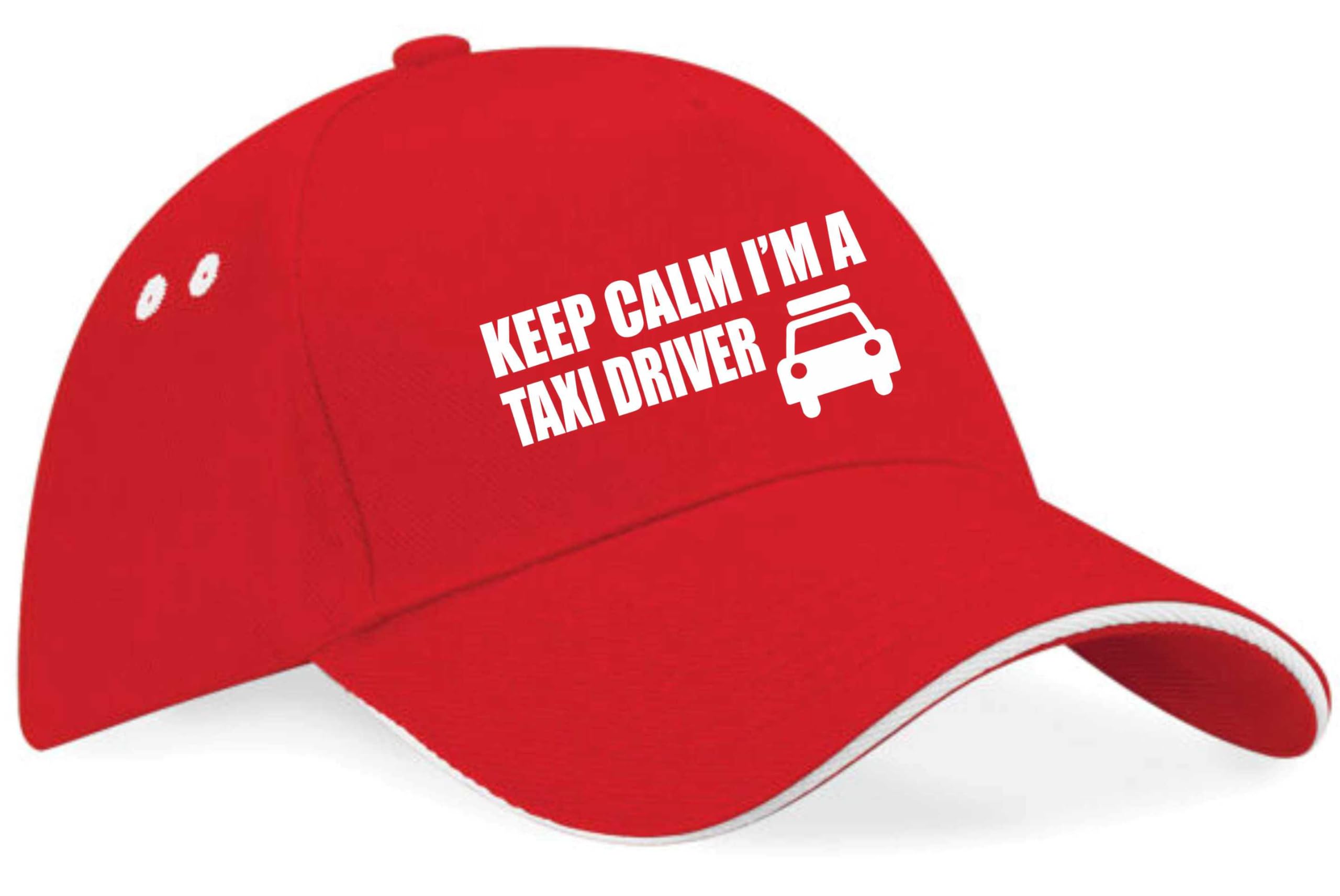 Print4U Keep Calm I'm Taxi Driver Baseball Cap Funny Birthday Gift Men & Ladies Red