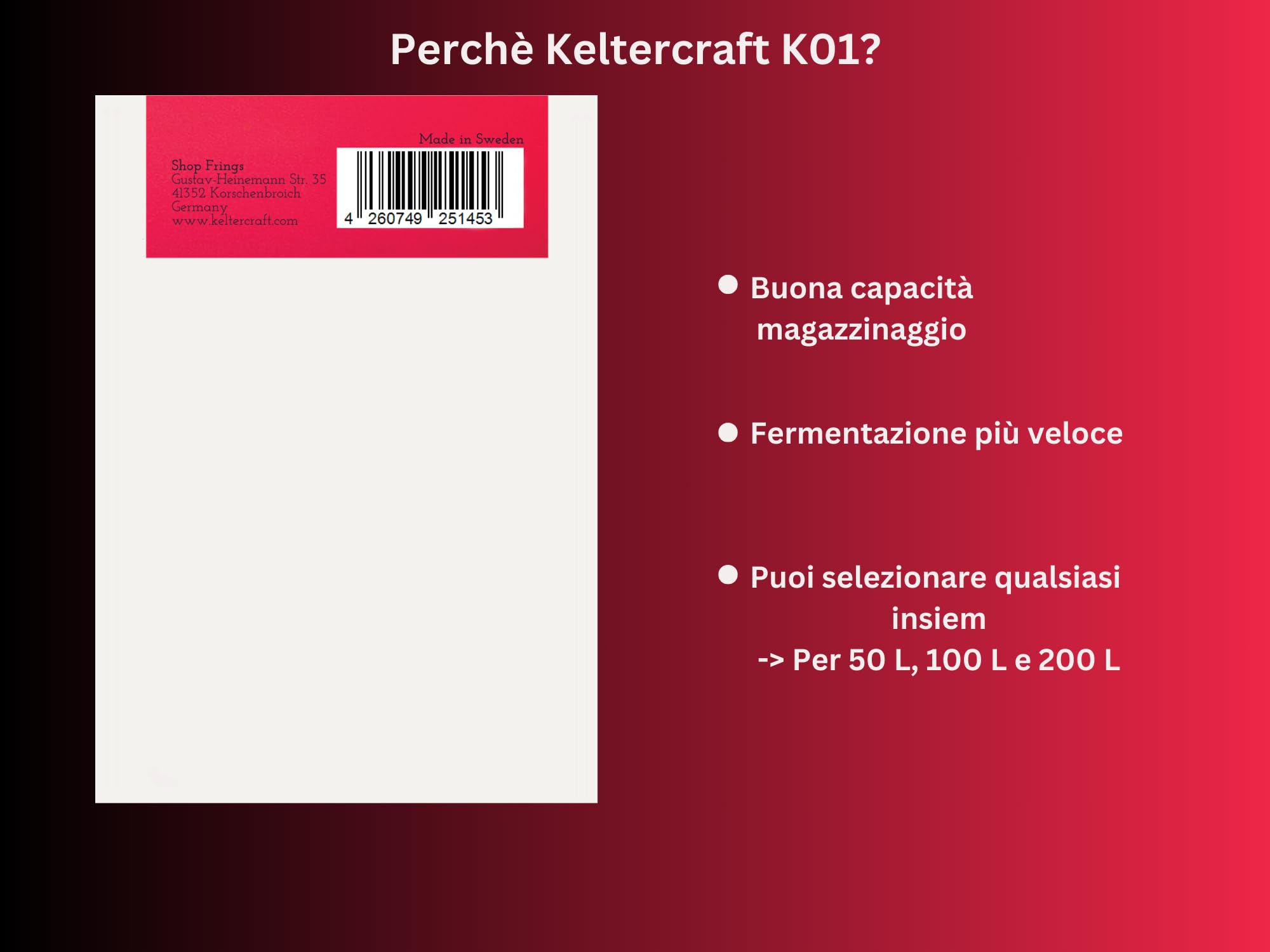 Keltercraft K01 Lievito di vino [40 g: per 200 litri di vino rosso o vino bianco] | Crea il tuo vino!