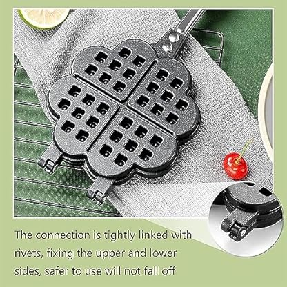 MAXCBD Waffel-Backform, antihaftbeschichtet, doppelseitig, Waffelbackform, Aluminiumguss, Waffelform, für belgische Waffeln, Sandwichtoaster, Frühstückskochen, Backwerkzeug – Bild 5