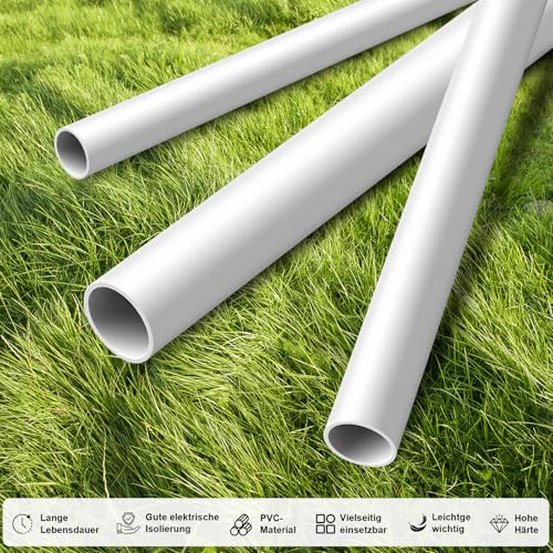 Tube d'installation M20 difficilement inflammable en PVC rigide blanc avec attaches - 7
