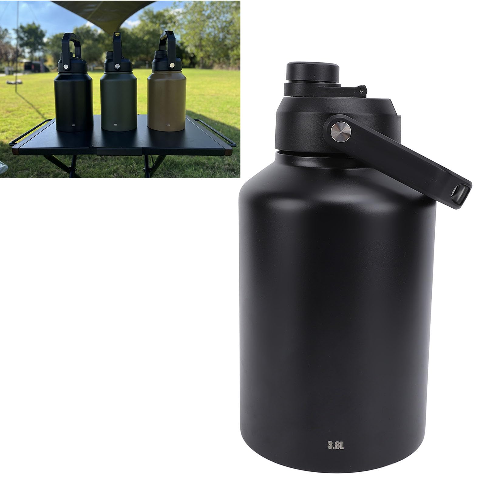 Sport Wasserflasche, Vakuumisolierte Trinkflasche aus Edelstahl | Breite Öffnung, Rutschfester TPR-, PP-Teile, für Outdoor, Gym, Camping, Wandern, Eisgeeignet, Leicht zu Reinigen