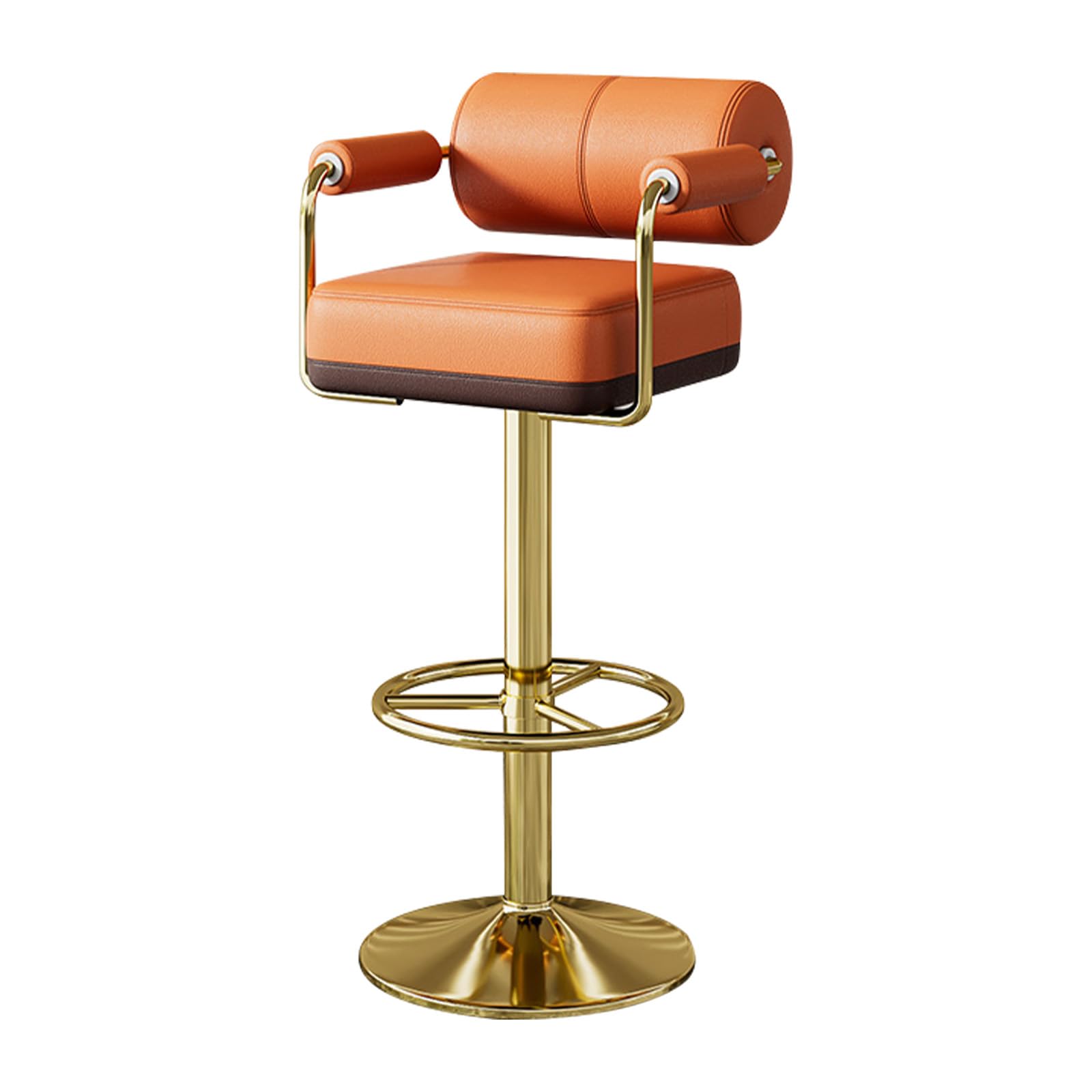 Vigosit Barhocker Set Höhenverstellbar, Barstuhl mit Lehne & Armlehne, 360° Drehbarer Tresenhocker für Küche, Gepolsterter Küchenhocker mit Großer Sitzfläche & Stabiles Metallgestell, Braun(1 Stück)