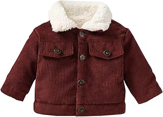 Noubeau Baby Boys Girls Corduroy Jacket Kids Toddler Lined Top Lapel Button Down Thicked Warm Coat Winter Outerwear