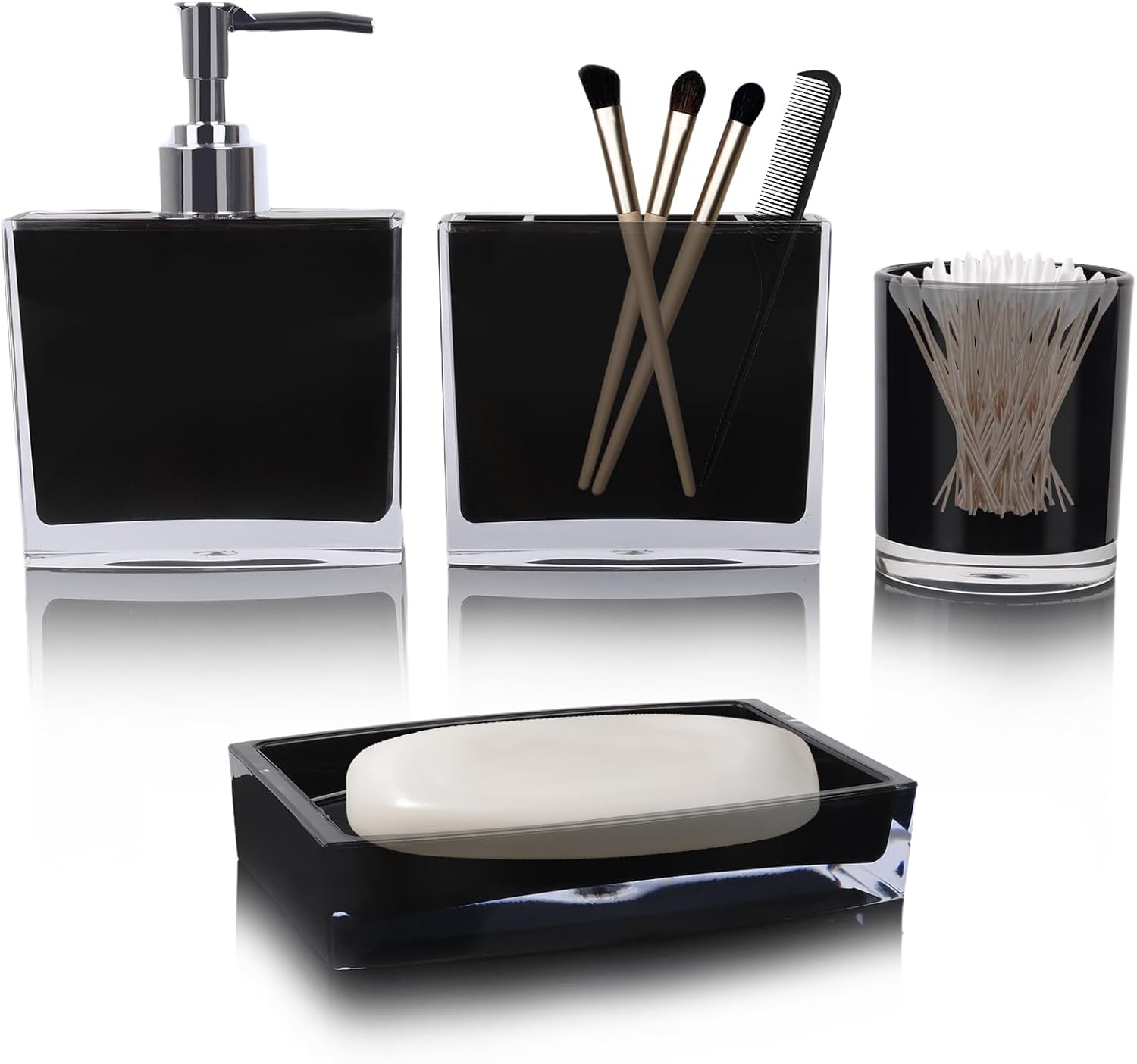 Bathroom Accessories Set Complete, 5 Piece Premium Acrylic Bathroom Accessory Set, Hand Sanitizer Bottle Lotion Can Bathroom Suit