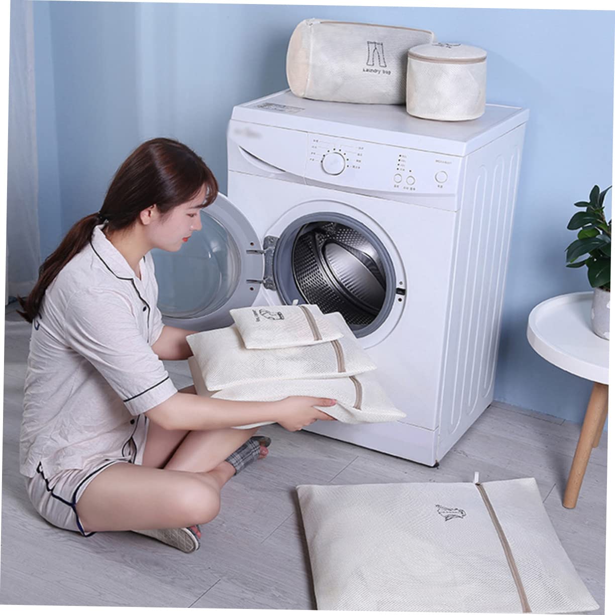 Sacco Per Bucato in Rete Di Diverse Dimensioni Realizzato Resistentper Proteggere i Vestiti Durante Lavaggio Per Organizzazione Dei Vestiti in Viaggio