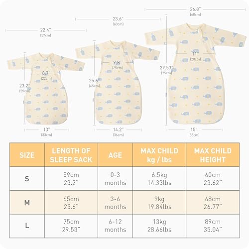Miniatura 6 de Saco de transición para envolver con brazos arriba y mangas, puños de manopla, cremallera de 2 vías, manta autolesajante para recién nacidos, calma
