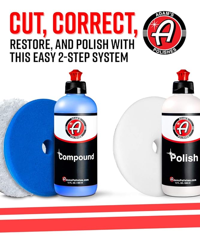 Adam's Polishes 2-Step Polishing System 12oz Combo - Silicone-Free, Body Shop Safe Formula - Quick, Professional Correcting and Polishing Results for Clear Coat, Gel Coat, Single Stage Finishes 2-Step System - No Pads