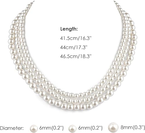 Miniatura 7 de Collar de perlas graduales para mujer gargantilla de perlas blancas para mujer, joyería de moda, elegante cadena estética de fiesta de boda para