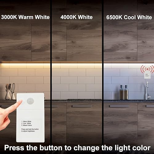 Miniatura 2 de Tira de luces con sensor de movimiento que funciona con pilas 60 luces LED de 66 pies con sensor de luz nocturna autoadhesivo cortable regulable