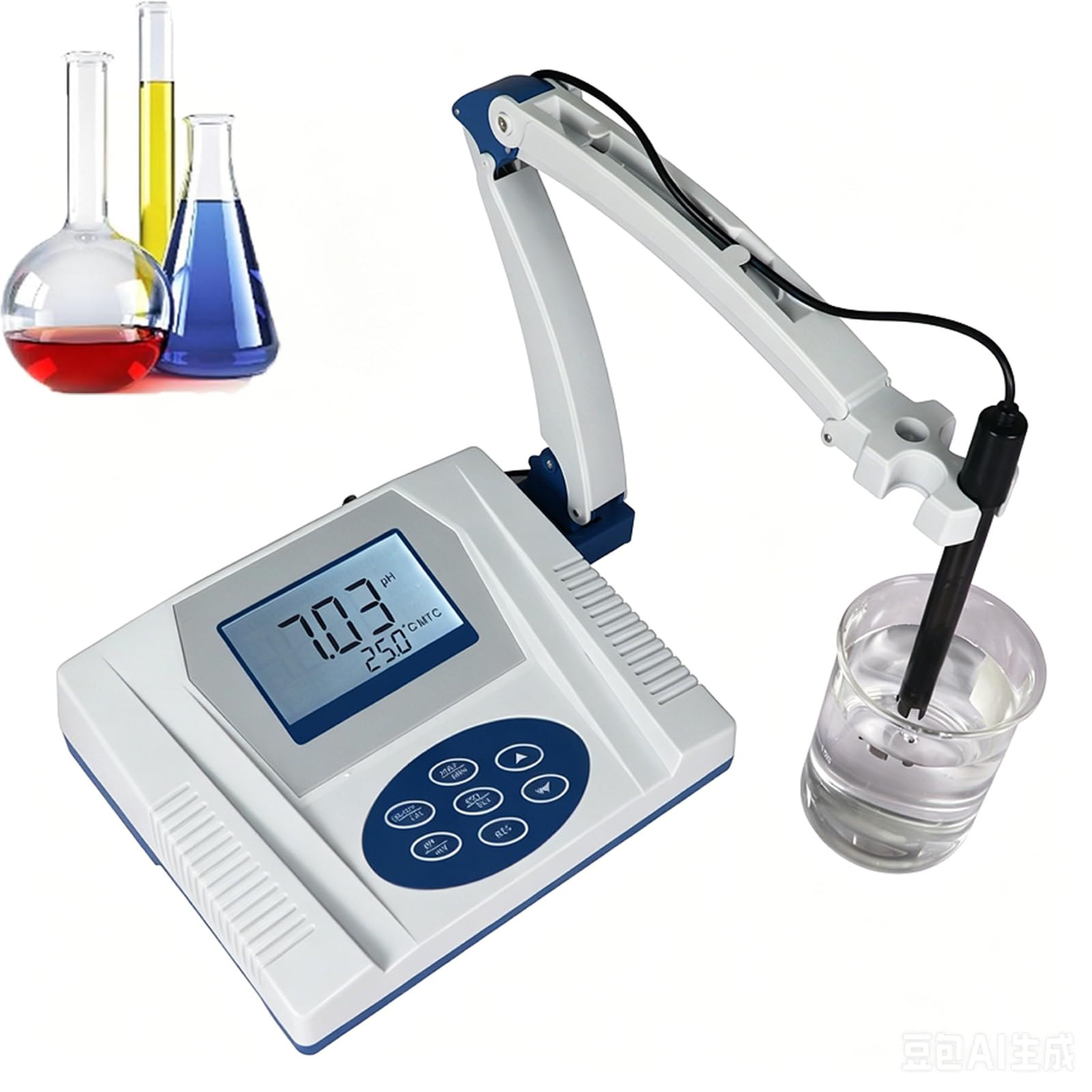 Misuratore da Banco Ad Alta Precisione, PH-Metro Digitale da Laboratorio con Display LCD, Intervallo di Misurazione 0-14,00 PH, Risoluzione 0,1/0,01 PH, Calibrazione Automatica per Acquari
