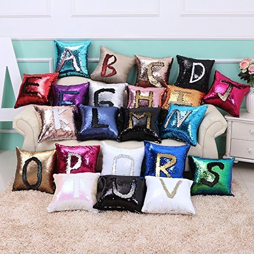 Tiaronics Magic Reversible Sequins Mermaid Pillow Cases Throw Pillow Covers Decorative Pillowcase 4040cm(1616") (Purple/Lake Blue)